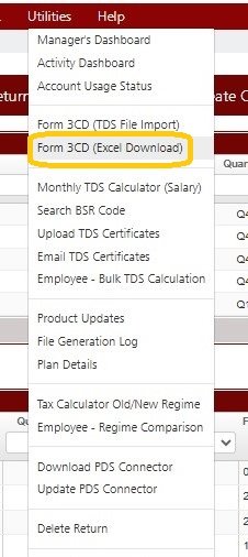 Utilities - Form 3CD (Excel Download)