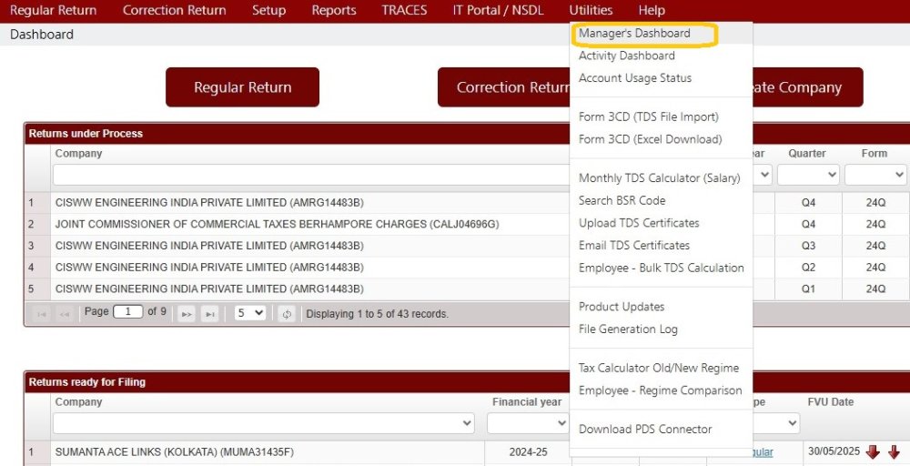 Utilities - Manager's Dashboard