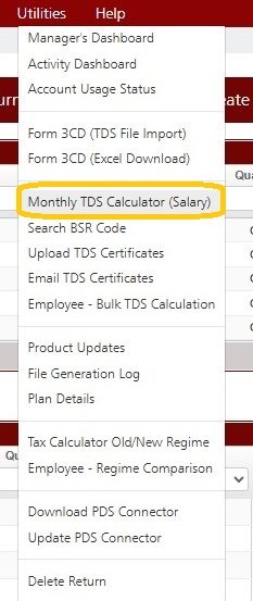 Utilities -Monthly TDS Calculator (Salary)