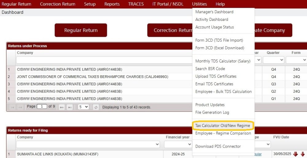 Utilities - Tax Calculator -Old/New Regime