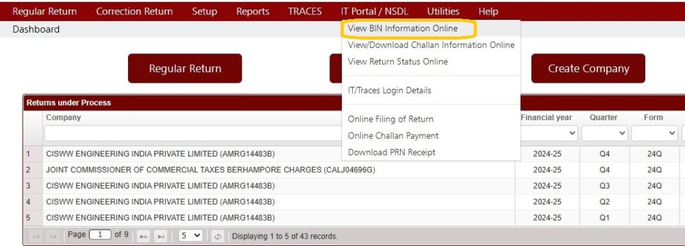 View BIN Information Online