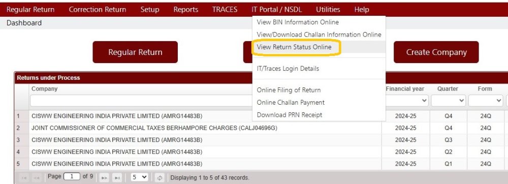 View Return Status Online