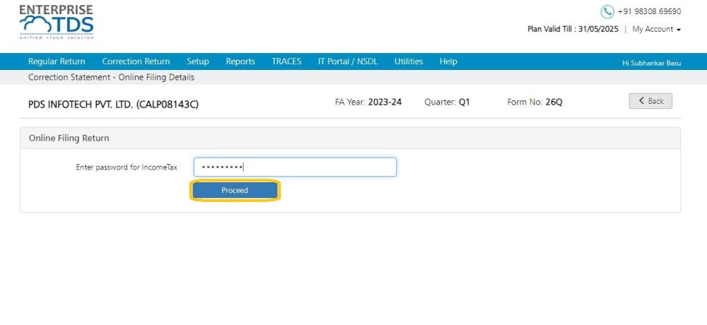 Online Filling of Return