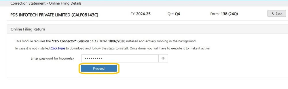 Online Filling of Return