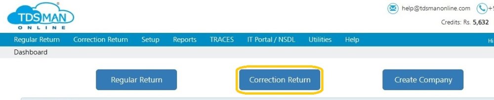 Correction Return - Dashboard correction-return-dashboard