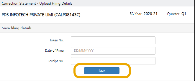 Save Filing Details - Correction Return correction-returns-7