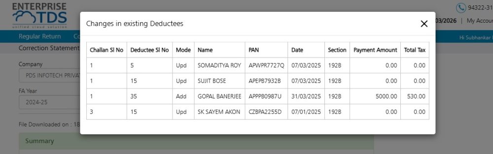 Correction Statement information 2