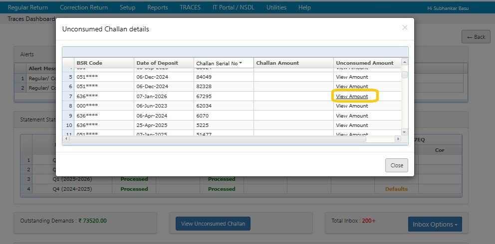Unconsumed Challan 1
