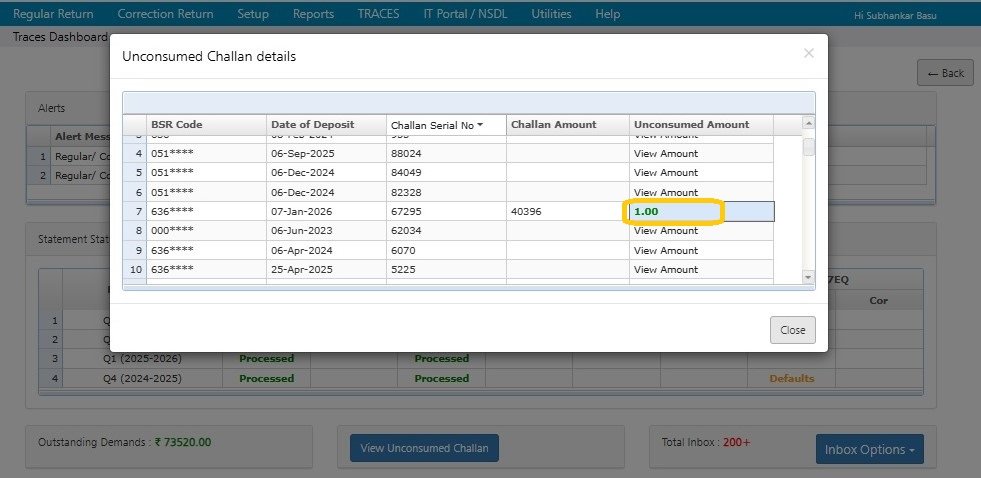 Unconsumed Challan 3
