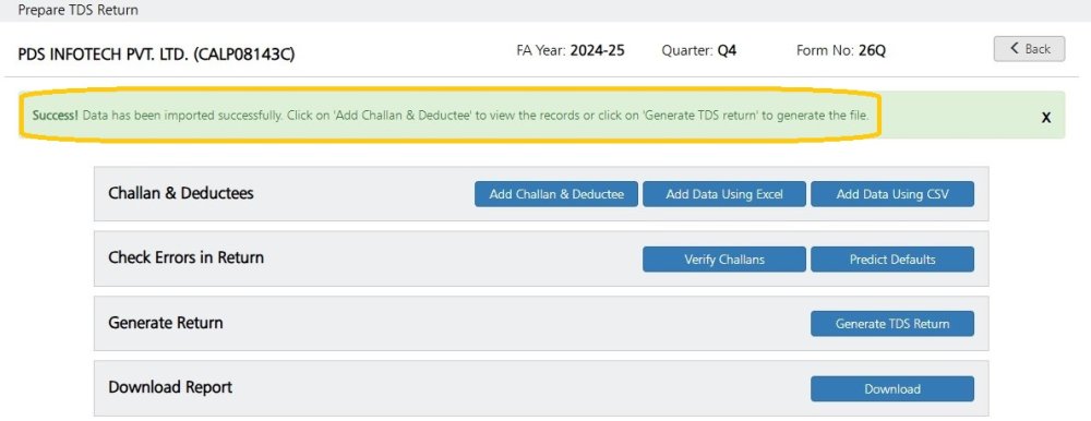 Data Imported Successfully