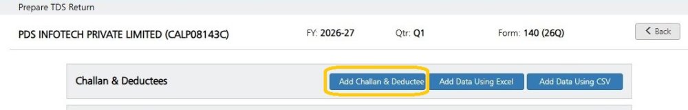 Fig 1 Add Challan & Deductee