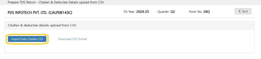 Import Challan Data CSV