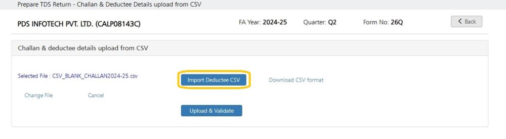 Import Deductee CSV
