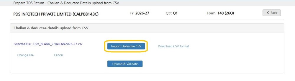 Import Deductee CSV