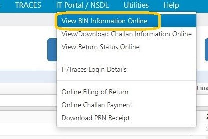 IT Portal / NSDL - View BIN Information Online