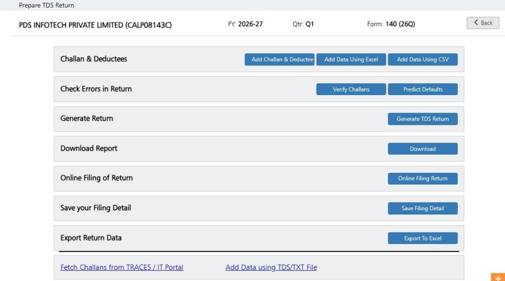 Regular Return - Form 140 (26Q) - Step 2