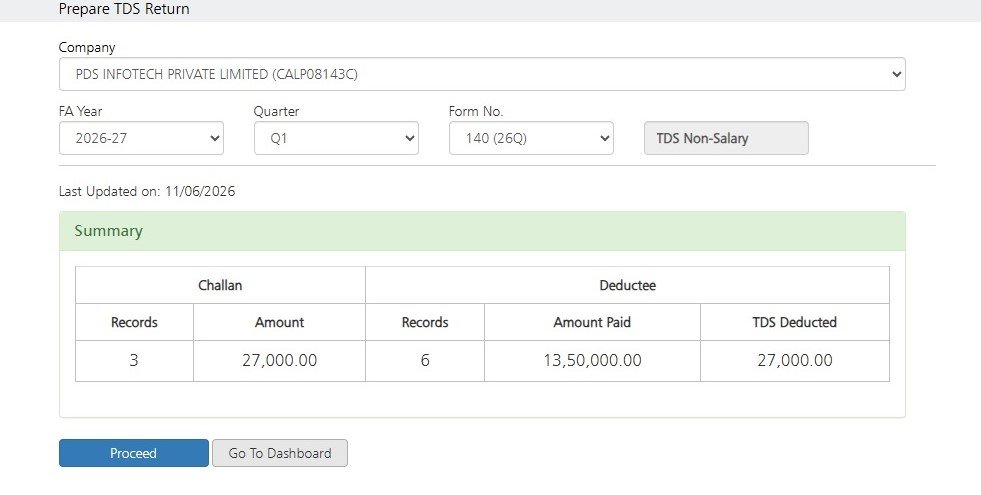 Regular return Form 140 (26Q)