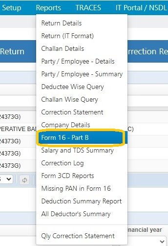 Reports - Form 16 - Part B
