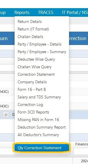 Reports - Qly Correction Statement