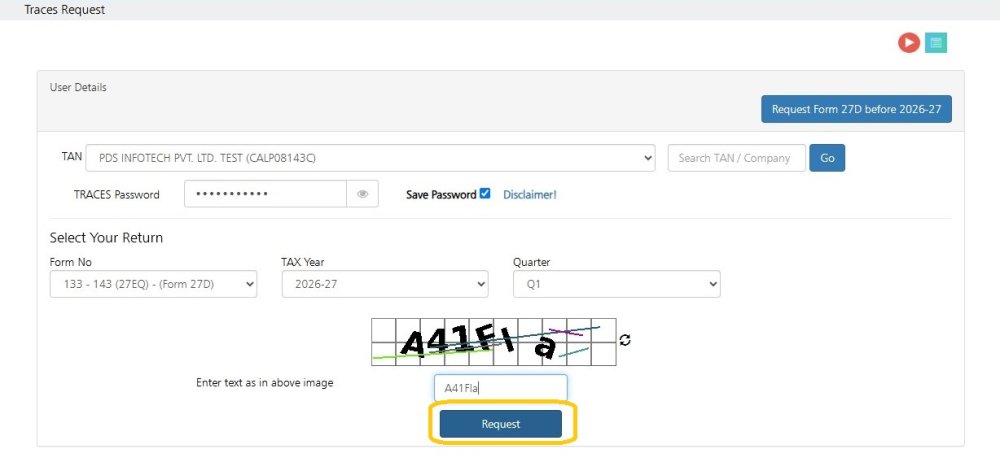 Request for Form 133 (27D)