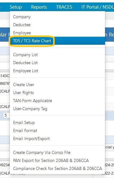 Setup - TDS/TCS Rate Chart