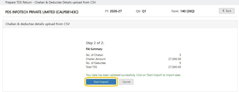 Start Import