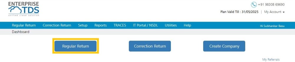 Dashboard - Regular Return