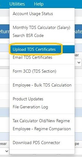 Upload TDS Certificates