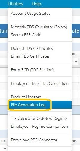 Utilities - File Generation Log