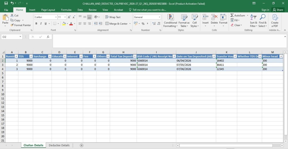Export Return Data -Excel -Challan Details Export Return Data -Excel -Challan Details
