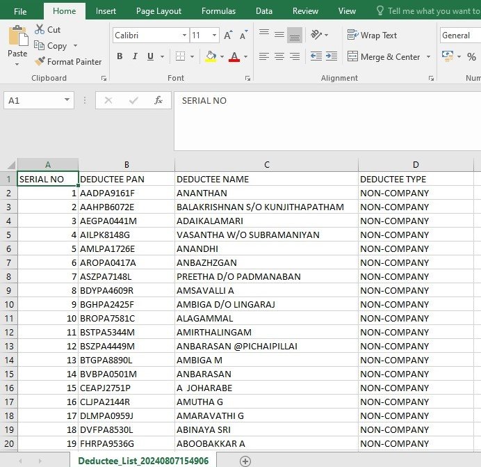 Deductee LIst - CSV 2