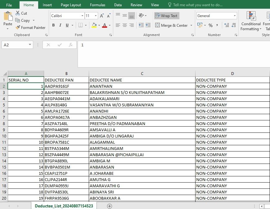 Deductee LIst - Excel 2
