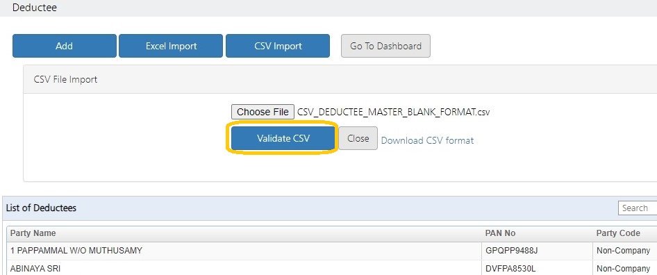 Deductee Add CSV 3