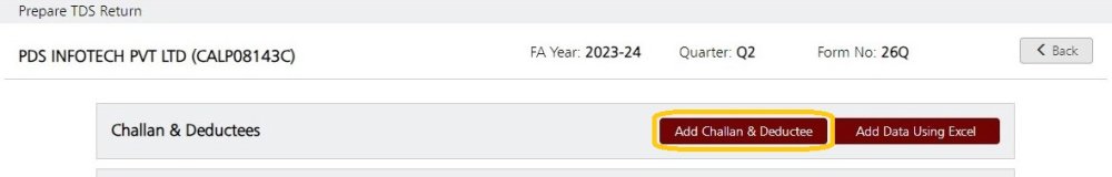 Fig 1 Add Challan & Deductee
