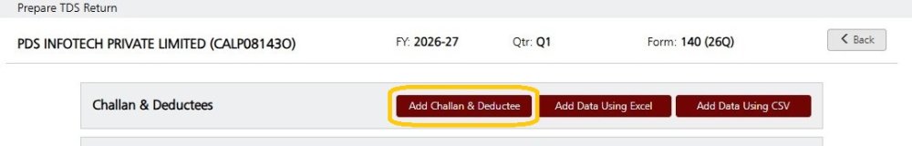 Fig 1 Add Challan & Deductee