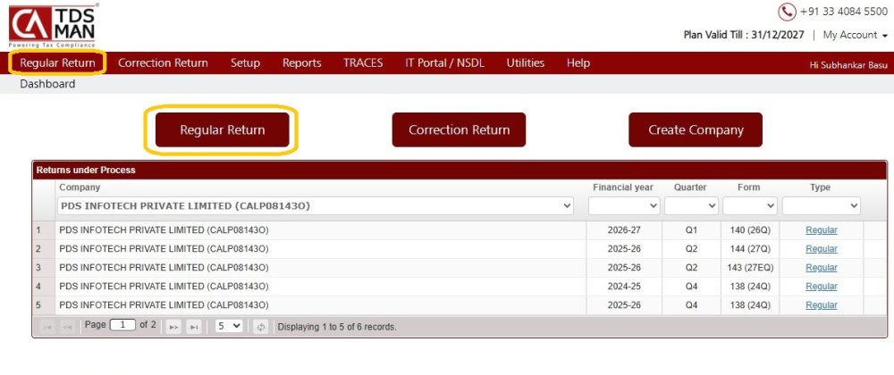 Fig 1 Regular Return