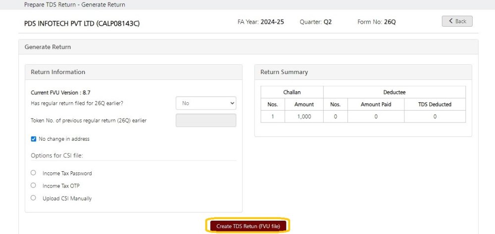 Fig 2 Genearte TDS Return