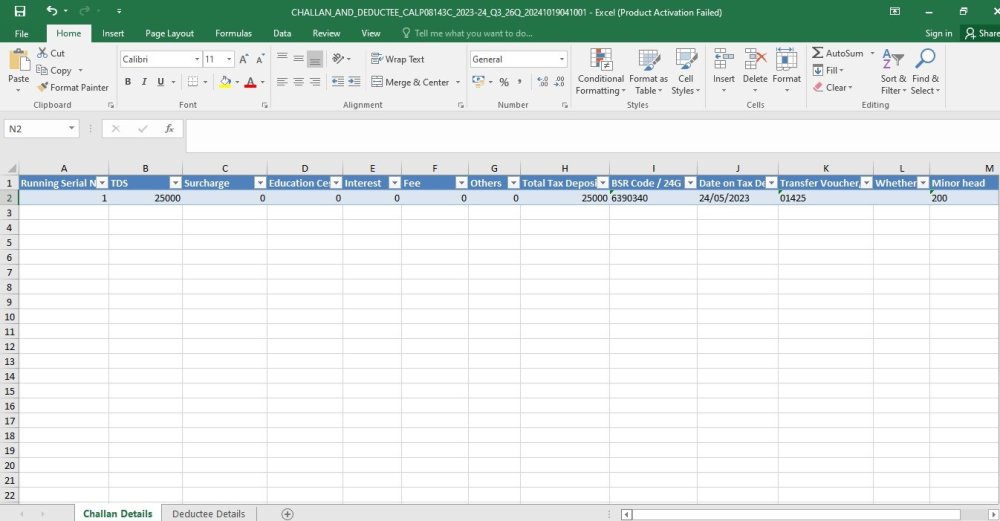 Fig 3 Export Return Data -Excel -Challan Details