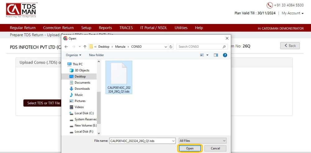 Fig 3 Open TDS or TXT File