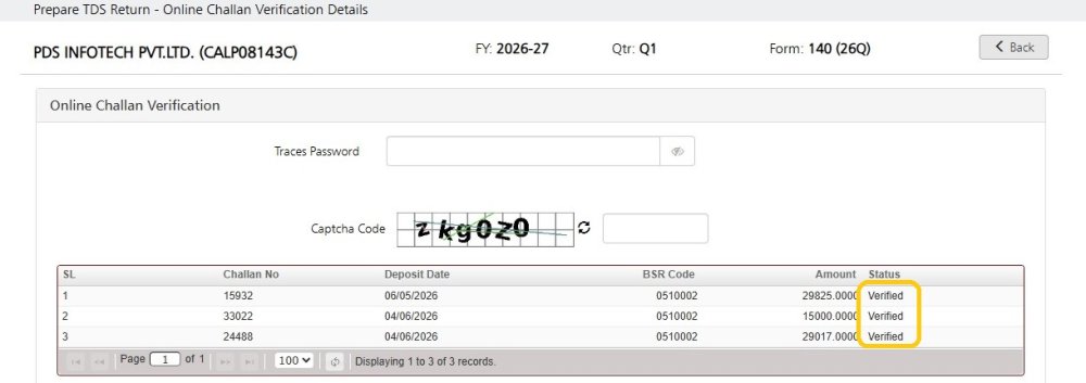 Fig 3 Verify Challan