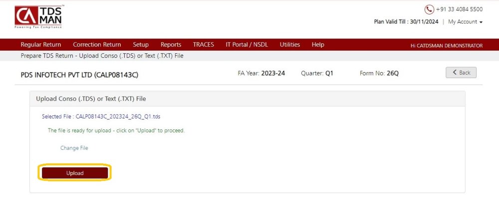 Fig 4 Upload TDS or TXT File