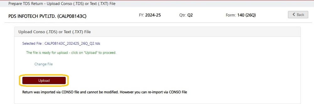 Fig 4 Upload TDS or TXT File