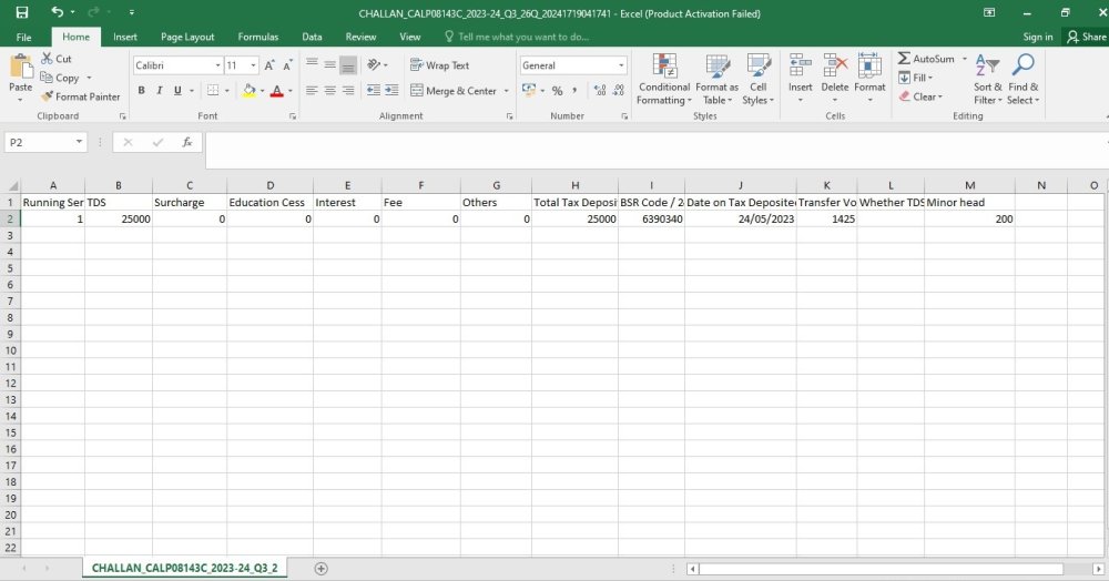 Fig 6 Export Return Data -CSV-Challan Details