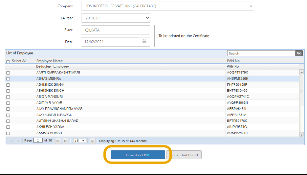 Individual PDF for each Employee – Form 16 Part B – Reports form-16-part-b-report-3