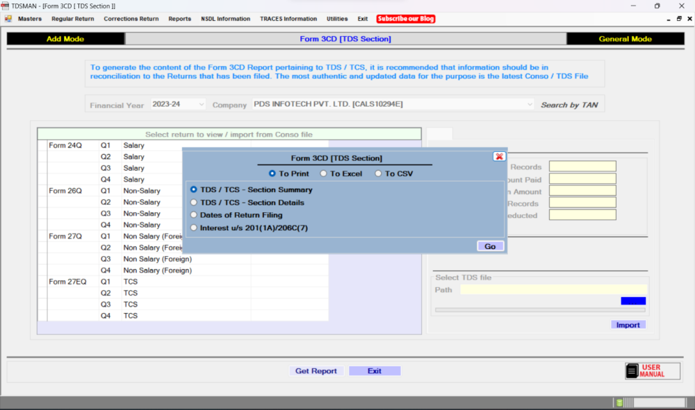 Form 3CD - TDS Section Form 3CD - TDS Section