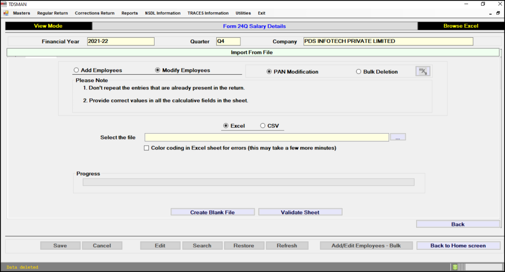 Modify Employee PAN - Excel Modify Employee PAN - Excel