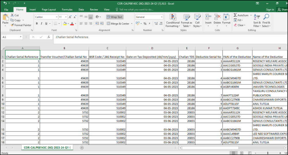 Nullify Deductee Records Via Excel