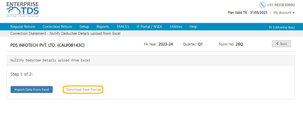 Nullify Deductee - Download Excel Format