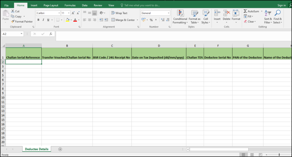 Nullify Deductee - Blank Excel Format