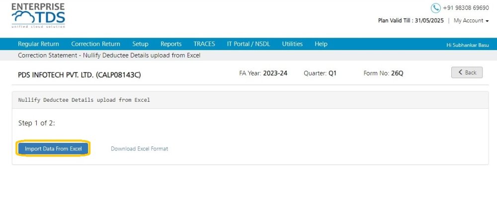 Nullify Deductee - Import Data from Excel